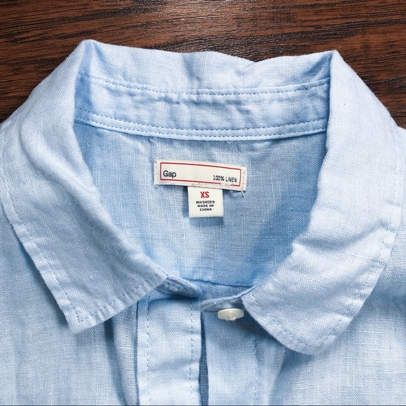 SOLD GAP • sky blue 100% linen boyfriend shirt - Picture 5 of 6
